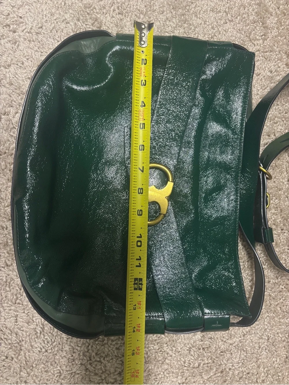 Tory Burch Gemini Link Green Patent Leather Crossbody Bag (circa 2016)